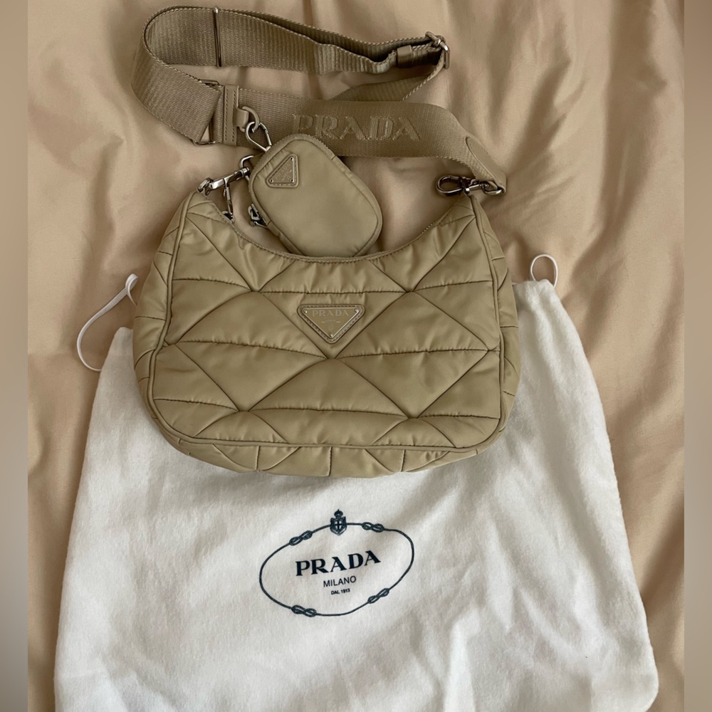 Prada Beige Quilted Crossbody Bag